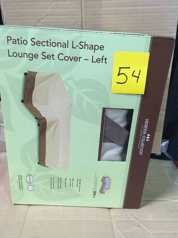 lot 54 image: Patio Sectional L Shape Lounge Set Cover not used