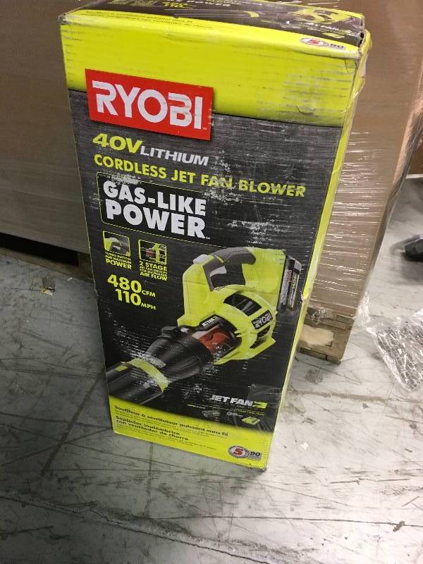 lot 96 image: Ryobi 40V Cordless Jet Fan Blower in like new condition