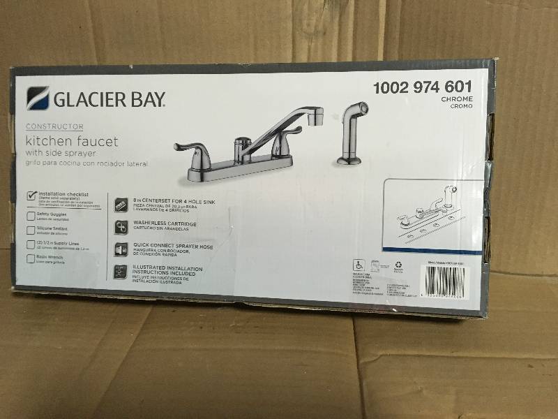 lot 20 image: Glacier Bay Constructor 2-Handle Standard Kitchen Faucet Side Sprayer in Chrome
