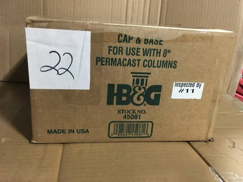 lot 22 image: Hb&g Tuscan Cap & Base For Use With 8 Permacast Columns Stock not used