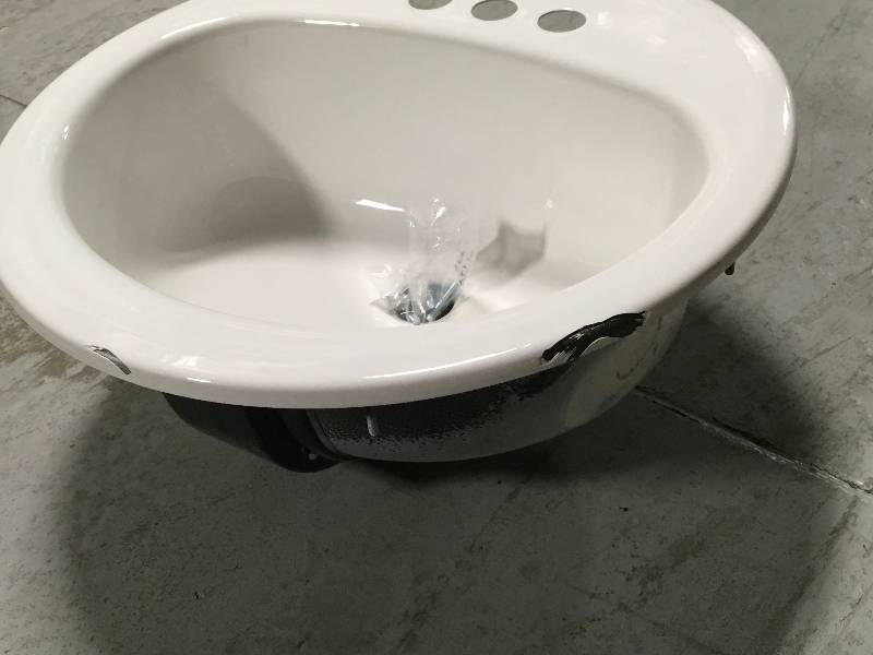 lot 26 image: Bootz Industries Laurel Round Drop-In Bathroom Sink in White not used