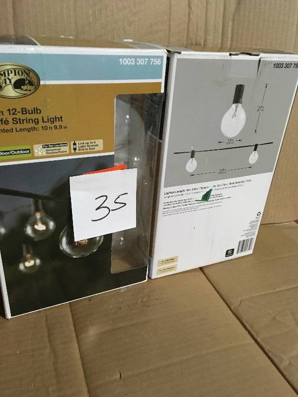 lot 35 image: Lot of 2 12-Light Large Cafe Clear String Lights not used