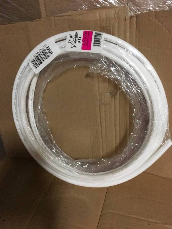 lot 36 image: SharkBite Drain Tubes & Fittings 12 in. x 25 ft. White PEX Pipe U860W25 not used