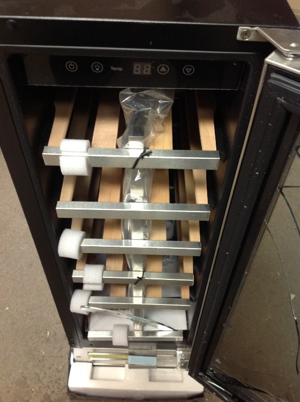lot 104 image: Whynter 18-Bottle Built-In Wine Refrigerator in Stainless Steel not used inner glass are broken please review the photos