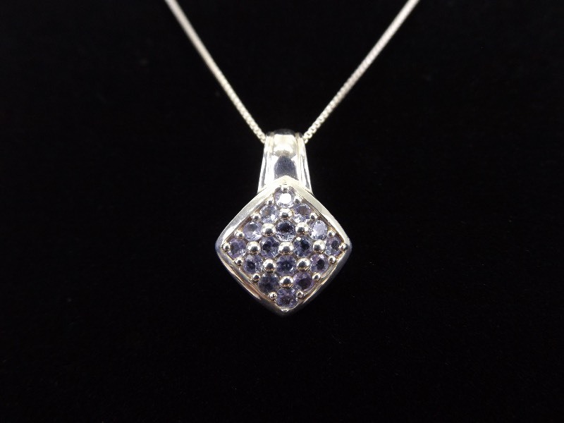 .925 Sterling Silver Topaz Crystal Pendant Necklace