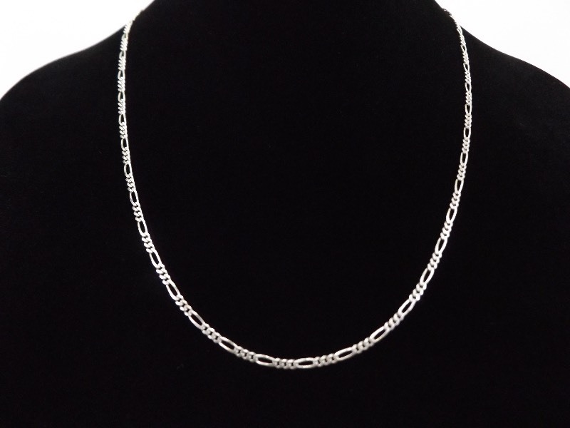 .925 Sterling Silver Figaro Link Necklace