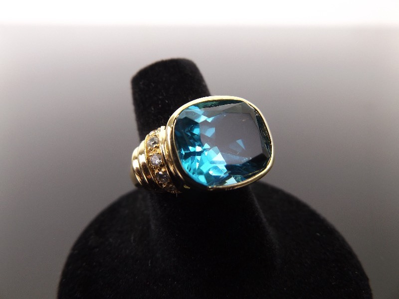 .925 Sterling Silver Topaz Crystal Vermeil Ring Size 7