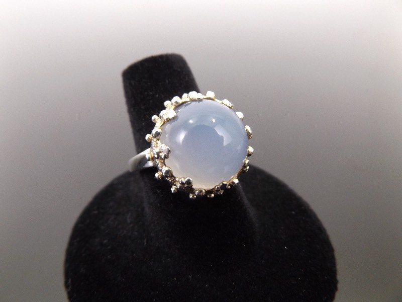 .925 Sterling Silver Moonstone Cabochon Ring Size 7