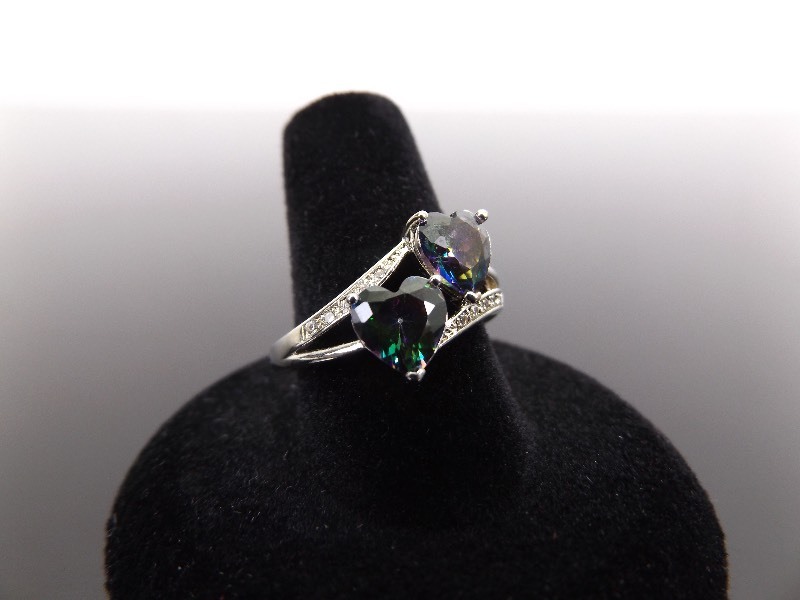 .925 Sterling Silver Alexandrite Crystal Heart Ring Size 8.75
