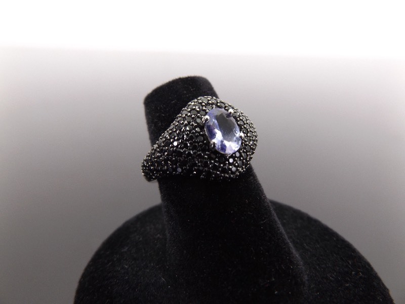 .925 Sterling Silver Amethyst Crystal Ring Size 5