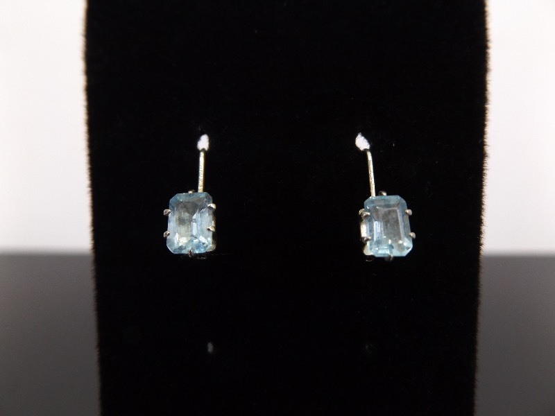 .925 Sterling Silver Topaz Crystal Hook Clasp Earrings