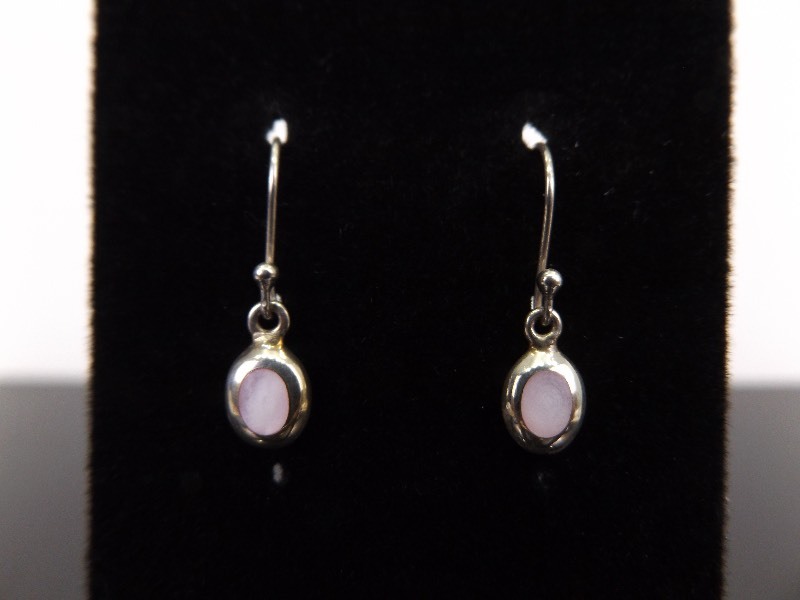 .925 Sterling Silver Mother of Pearl Dangle Hook Earrings