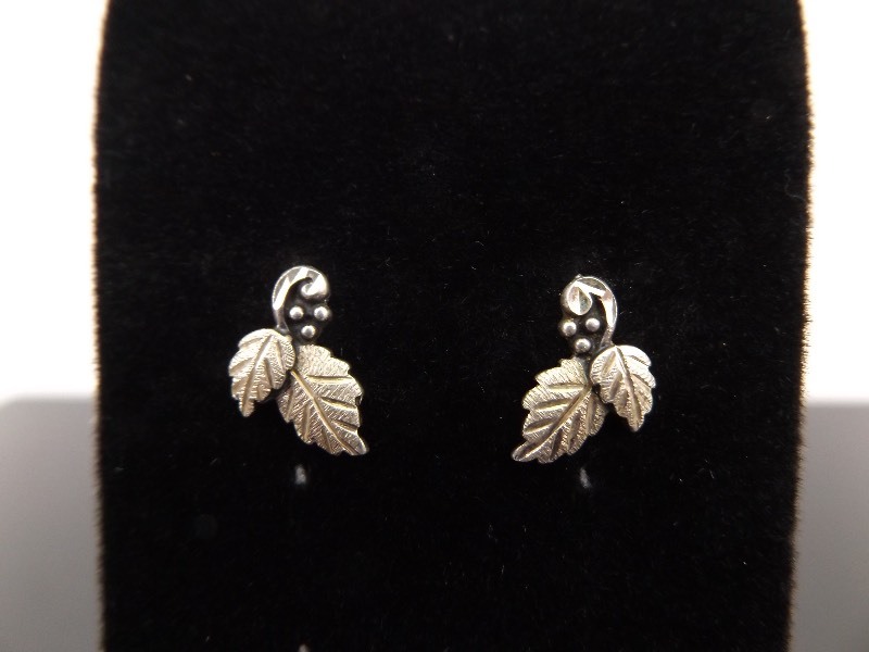 10k Black Hills Gold Overlay .925 Sterling Silver Leaf Earrings