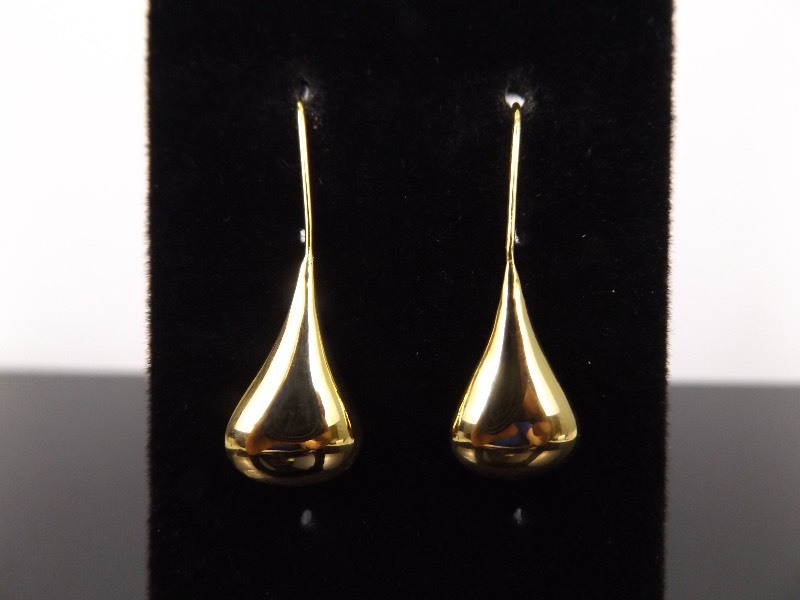 .925 Sterling Silver Dew Drop Vermeil Hook Earrings