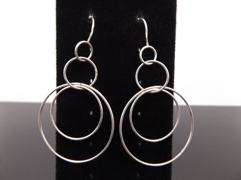 .925 Sterling Silver Dangle Hoop Hook Earrings