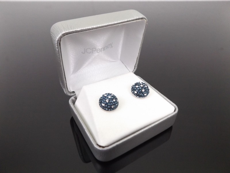 NEW .925 Sterling Silver Sapphire Crystal Earrings