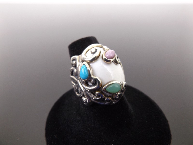 .925 Sterling Silver Carolyn Pollack Multi Stone Ring Size 7