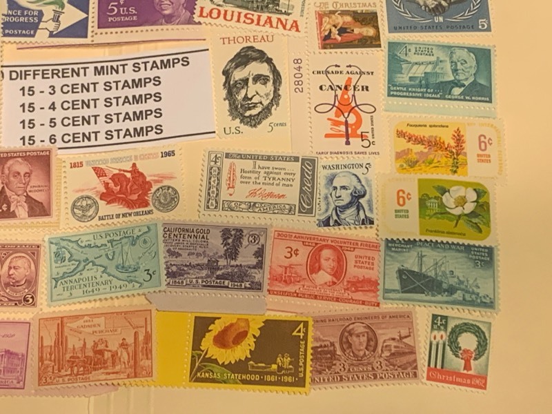 Lot Of (60) Different U.S. Mint Stamps
