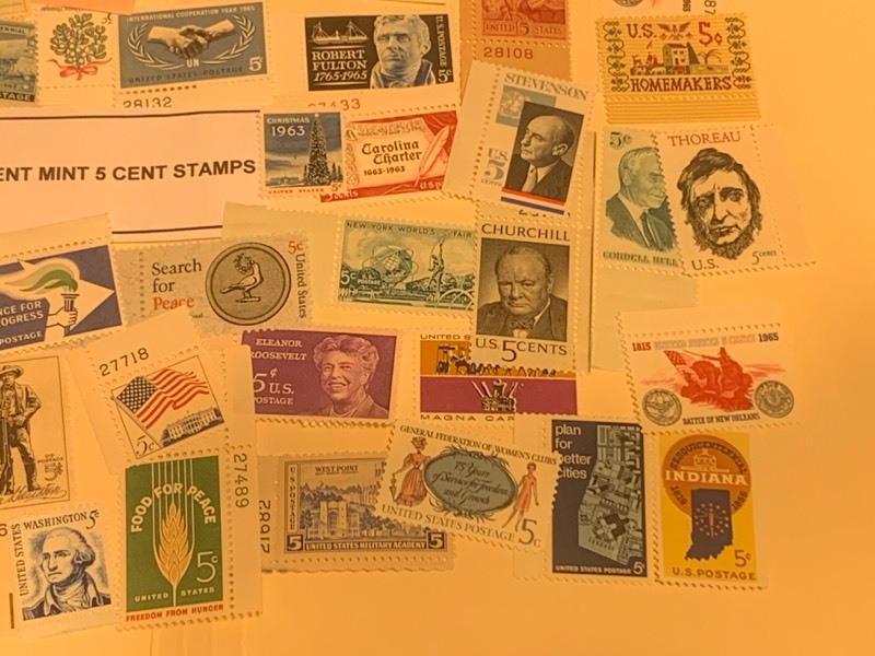 (50) Different Mint 5-Cent Stamps
