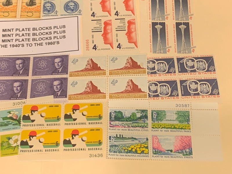 (18) Different Mint Plate Blocks Plus