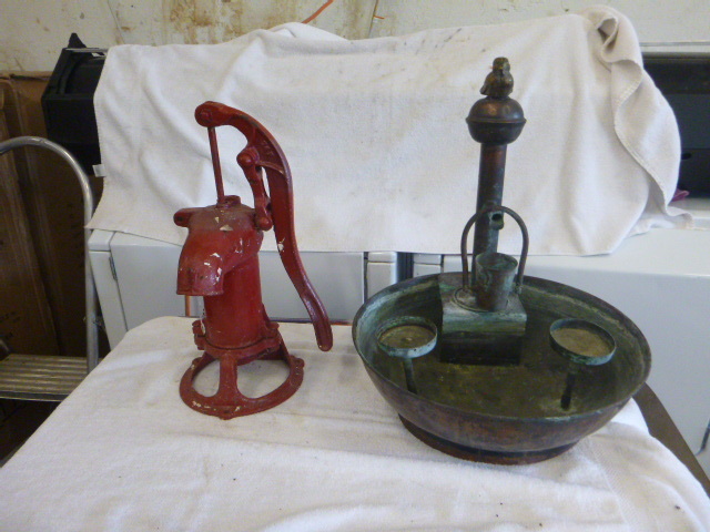 Vintage Hand Water Pump and Water Fountain