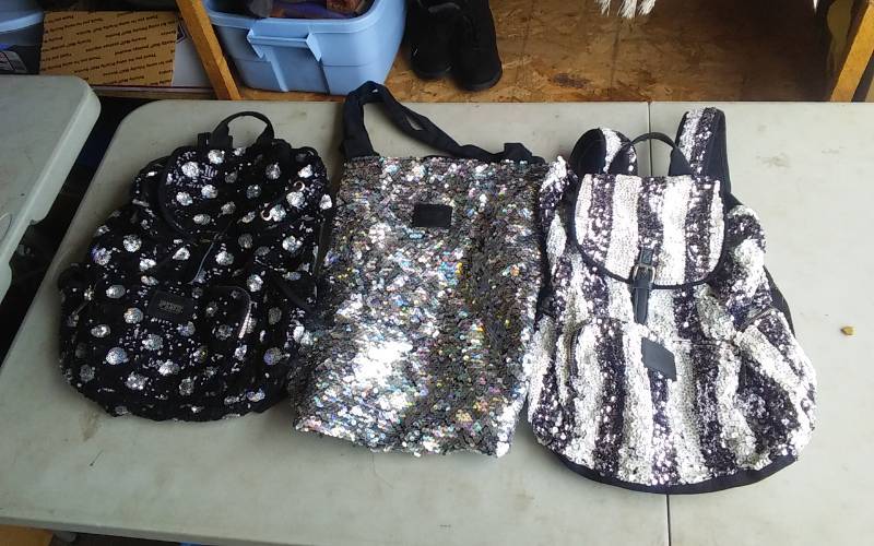2-Sequin Victorias SecretPink Back Packs, 1-Sequin Victorias SecretPink Tote Bag