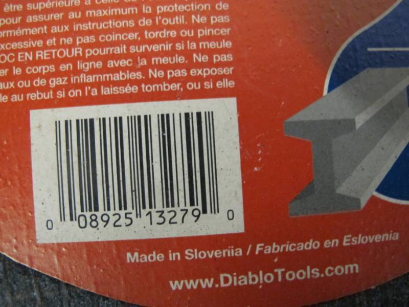 lot 7 image: Diablo 14 in. x 764 in. x 1 in. Metal Chop Saw Disc - USED