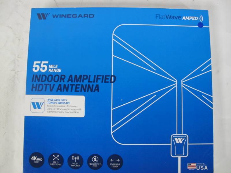 lot 20 image: Winegard FlatWave Amped Indoor Amplified HDTV Antenna (FL5500Y) - White - 55 mile range