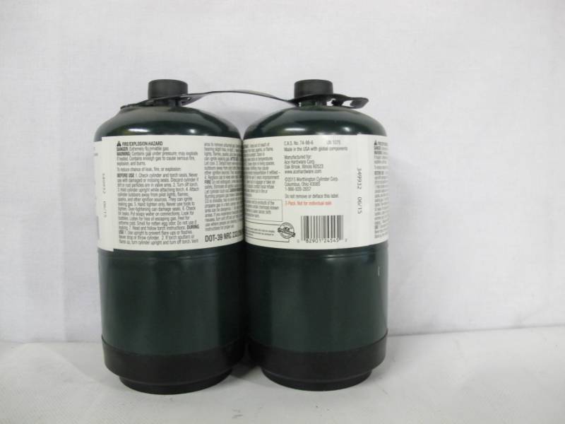 lot 23 image: Ace 16 oz. Steel Propane Fuel Cylinders - 2 Pack - 1 lb Each