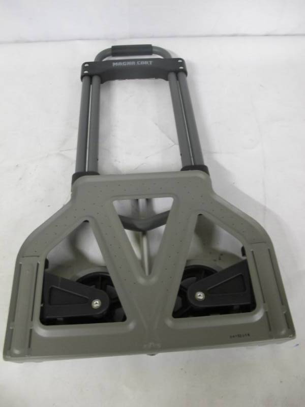 lot 12 image: Magna Cart Personal 150 lb Capacity Aluminum Folding Hand Truck (GreyBlackYellow)