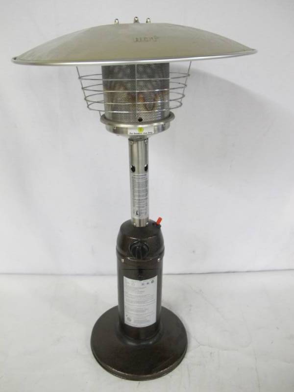 lot 13 image: Hampton Bay 11,000 BTU Powder Coated Bronze Tabletop Propane Patio Heater