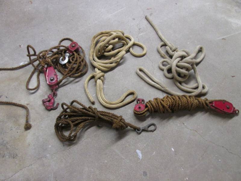 lot 56 image: Lot of Misc Ropes and Pullies  WHB...