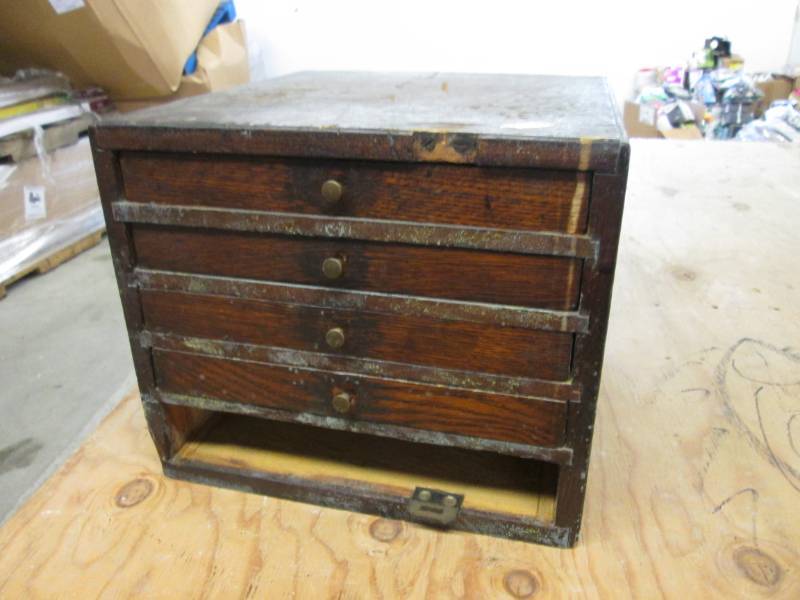 lot 95 image: Vintage Wood Box of Drawers with Co...