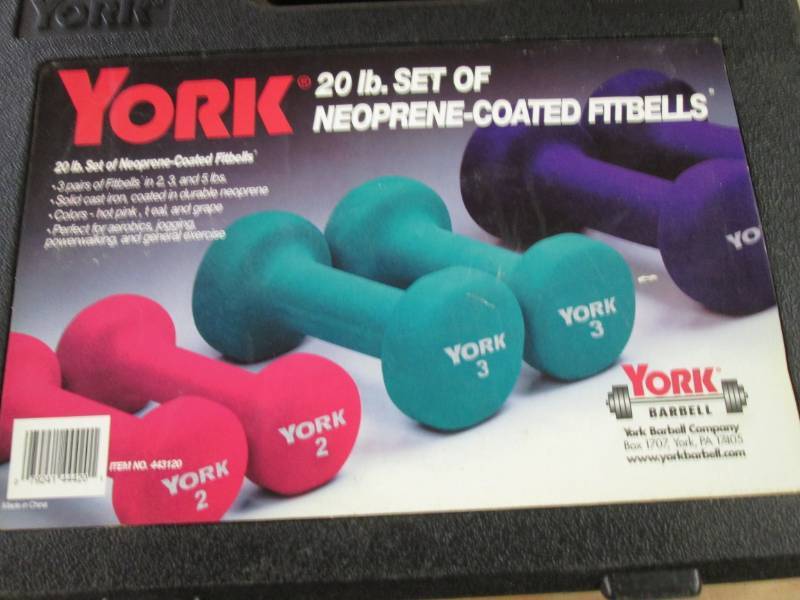 lot 108 image: York 20 Pound Set of Neoprene-Coate...