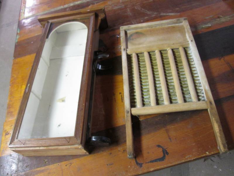 lot 117 image: Vintage Brass Wash Board and Cabine...
