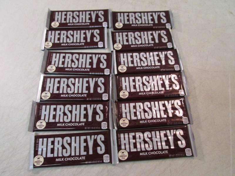 lot 177 image: 12 Hersheys Milk Chocolate Candy Ba...