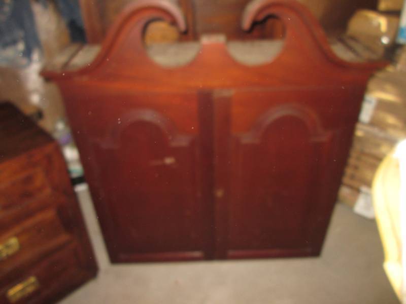lot 225 image: Vintage 2-Door Wood Cabinet with We...