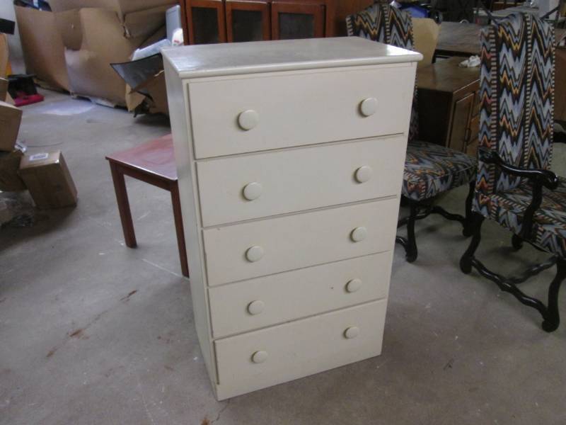 lot 230 image: Wood 5 Drawere Dresser 43 H x 26 ...