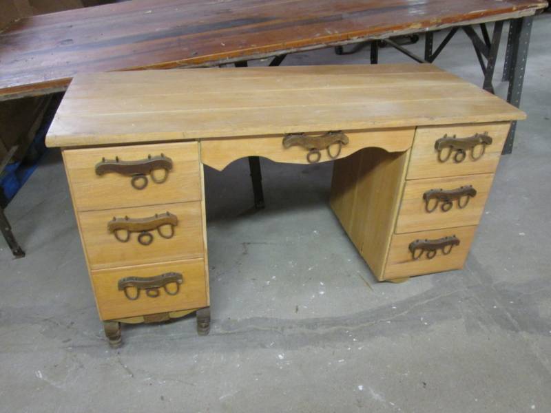 lot 233 image: Wood Desk Needs repar....