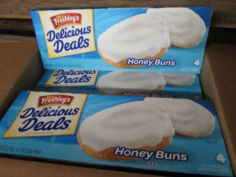 lot 253 image: Case of 16 Boxes of Iced Honey Buns...