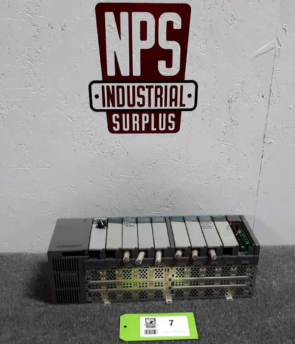 lot 7 image: Allen Bradley PLC Module 1746-A10  SLC-500 Power Supply with Assorted Input & Output Modules