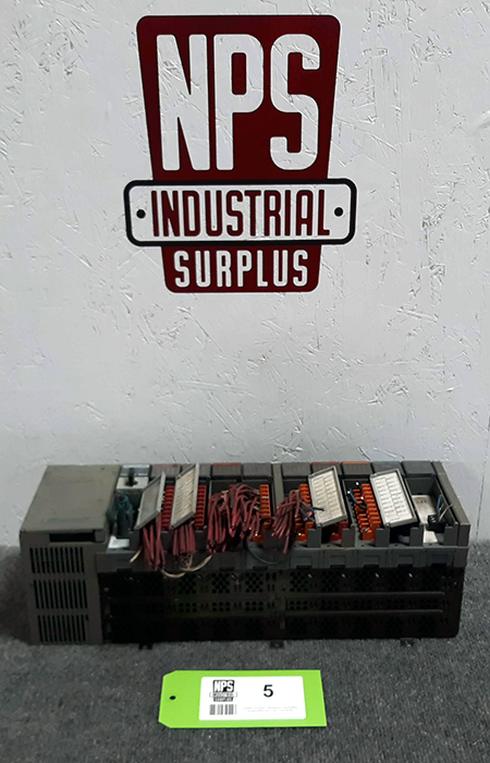 lot 5 image: Allen Bradley PLC Module 1746-A10  SLC-500 Power Supply with Assorted Input & Output Modules