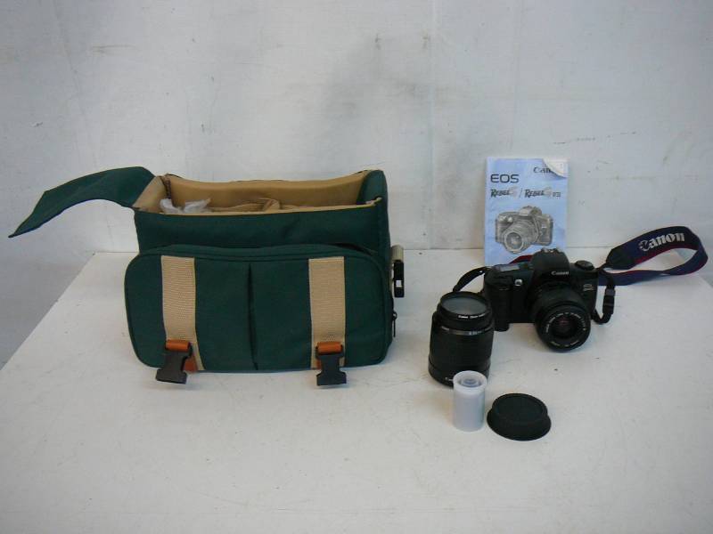 lot 195 image: Canon EOS Rebel G Camera With Extra Lens & Camera Carrying Case