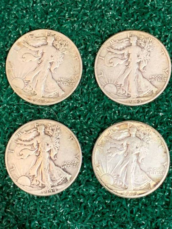 Walking Half Dollars 1941,42,43 and 1944