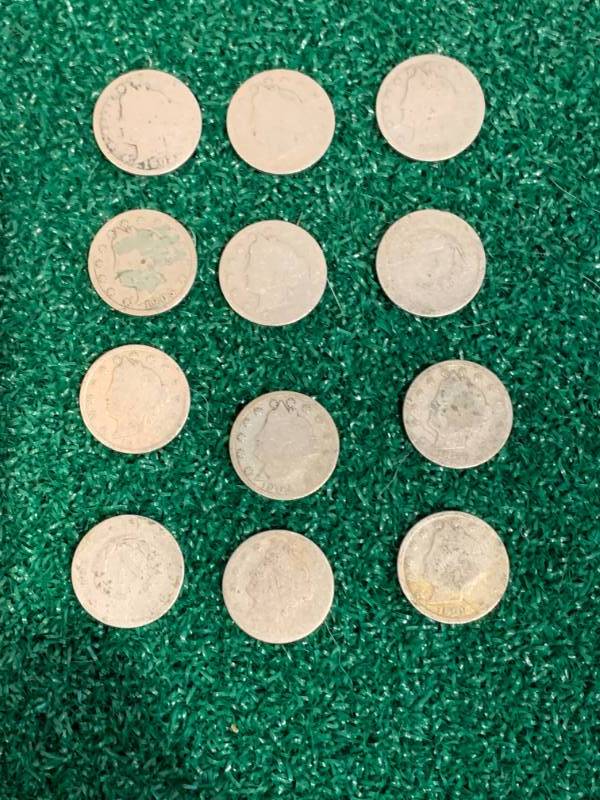 Lot of 12 Liberty V Nickels
