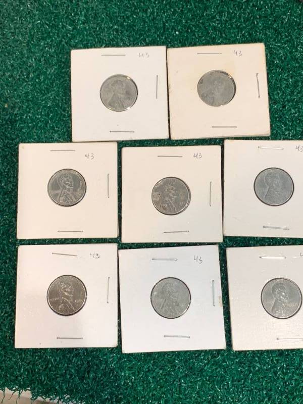 Lot of 8 Steel War 1943 Pennies