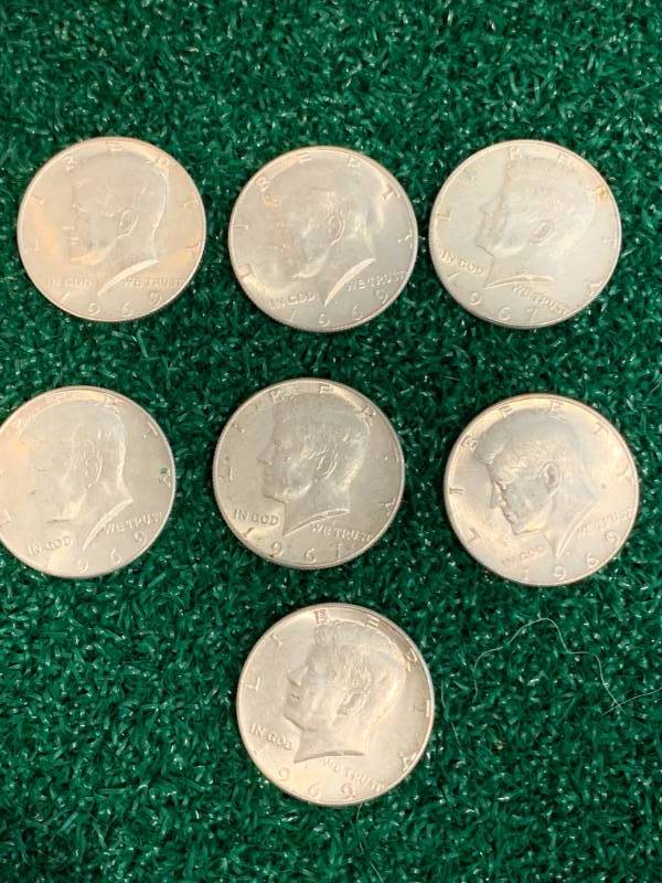 Lot of 7 Pre 1970 Kennedy Half Dollars