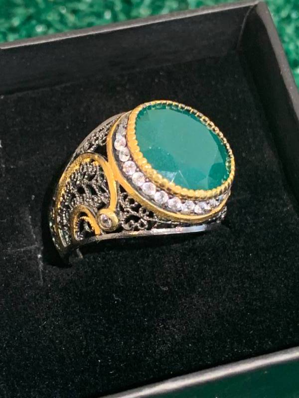 Deep Green Emerald .925 Ring Size 9