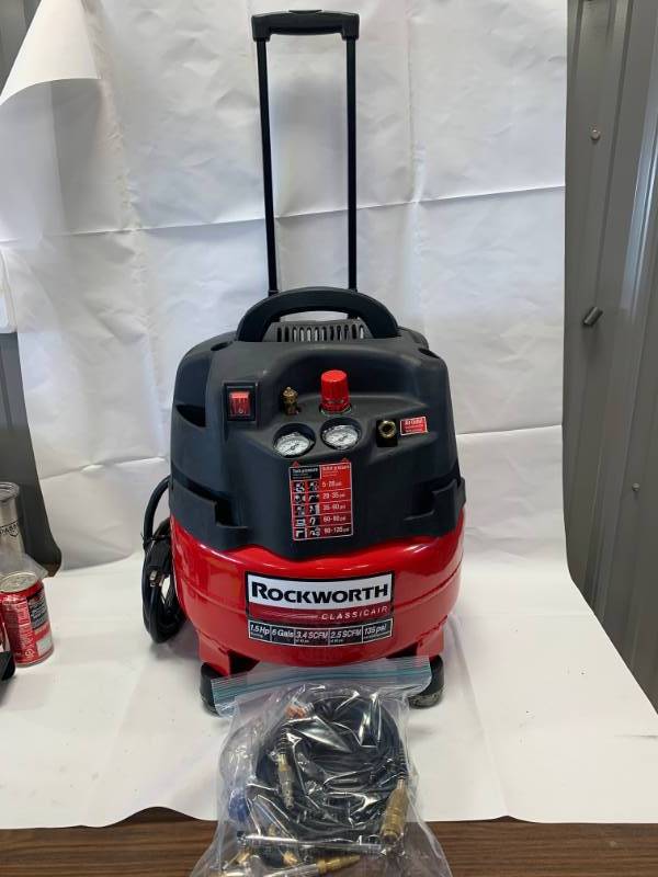 lot 1 image: New Rockworth 6 Gallon Portable Air Compressor
