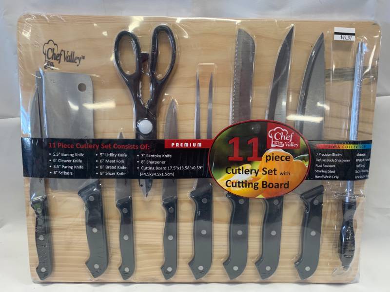 lot 2 image: New Chef Valley 11pc Knife Set with Cutting Board